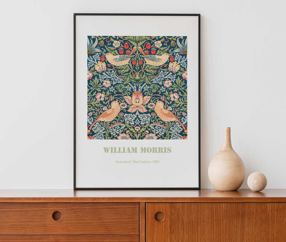 ウィリアム モリス、「イチゴ泥棒」リビング、キッチン等、お部屋を選ばないアートポスター、北欧スタイルにも【W-0373】 6枚目の画像