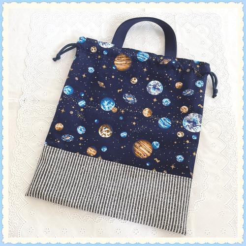 Amazon | レッスンバッグ 男の子 女の子 ネイビー 宇宙