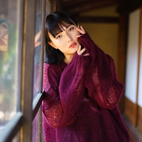 Ellno Loset（エルノロゼット）の「フリンジジャガードニットプルオーバー（ニット/セーター）」 - WEAR フリンジ付き赤紫ニットセーター