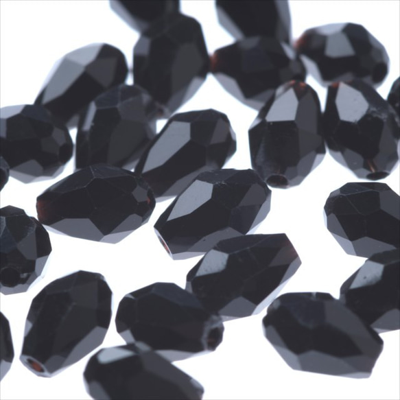 水滴形玻璃珠 9 x 6mm 30 顆 ★黑色 ★Drop drop cut beads (garascuts6) 第2張的照片