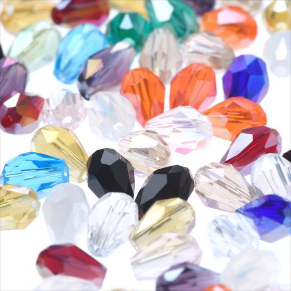 水滴形玻璃珠 9×6mm 30 顆 ★珍珠★Drop drop cut beads (garascuts6) 第3張的照片