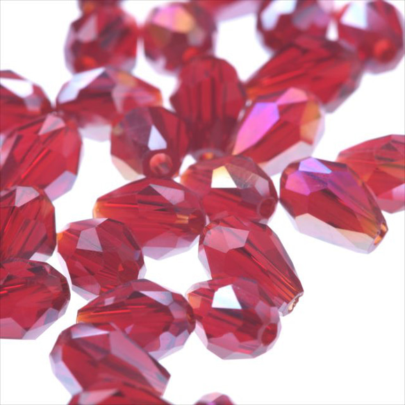 水滴形玻璃珠 9 x 6mm 30 顆 ★AB 紅/紅 ★Drop drop cut beads (garascuts6) 第2張的照片