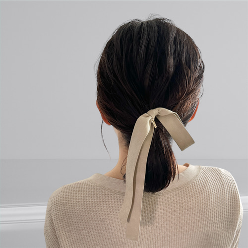 8色⭐︎スエードのロングリボンポニーフック ヘアゴム/レザー 片結び 