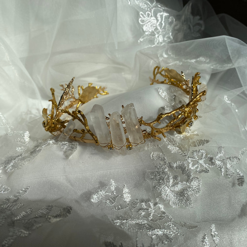 【美品】u.couture 水晶クラウン 水晶クラウン ヘッドアクセサリー u.couture