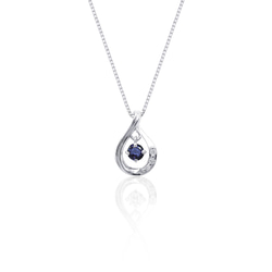 九月生日石藍寶石鉑金水滴圖案搖曳天然石鑽石項鍊 Miwa Jewel 第1張的照片