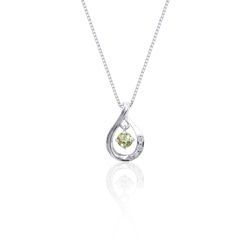 八月誕生石橄欖石白金水滴圖案搖曳天然石鑽石項鍊 Miwa Jewelry 第1張的照片