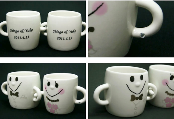 結婚祝い 名入れ ペア 食器セット プレゼント なかよしペア マグカップ ウェディング ギフトセット 食器 カップ 2枚目の画像