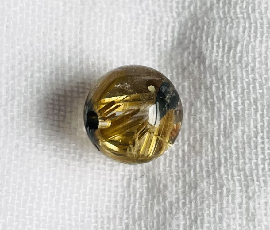 レア AAA＋ 黄金 黒金針 タイチン ルチルクォーツ 7.9mm玉 1粒