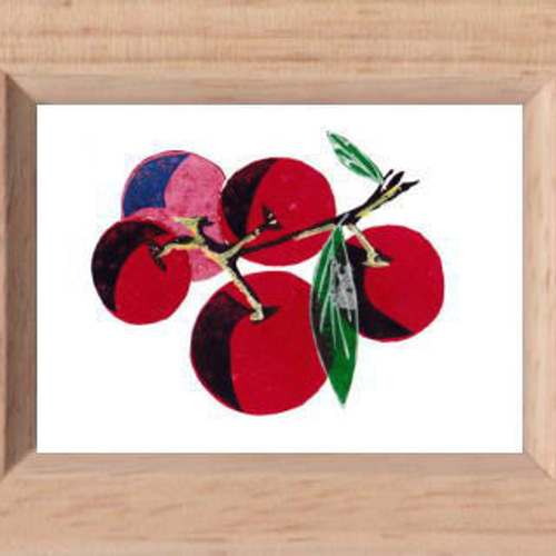 版画　赤い実り 版画赤い実り