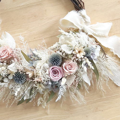 リースブーケ 803くすみピンク ウェディング 誕生日 プリザーブド