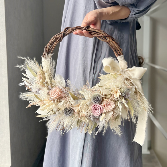 リースブーケ リースブーケ＊*アネモネ/カスミ草(ブートニア付き) ブーケ casico