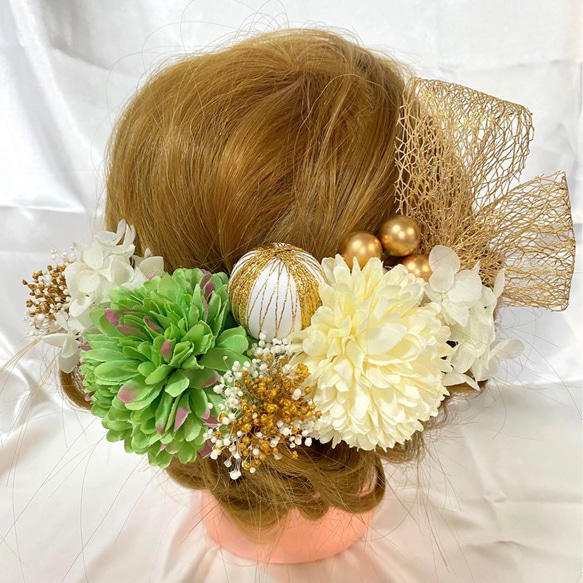 髪飾り　結婚式　成人式　七五三　卒業式　ヘッドドレス　グリーン8/9 1枚目の画像