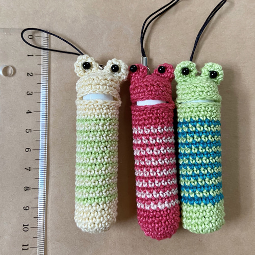 かえるくん リップケース ☆ストラップ ☆カラーオーダー開始☆手編み