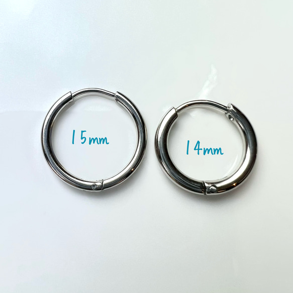 【ピアス500円セール】ワンタッチフープピアス14ｍｍ 金属アレルギーの方に＊安心・安全 サージカルステンレス 9枚目の画像
