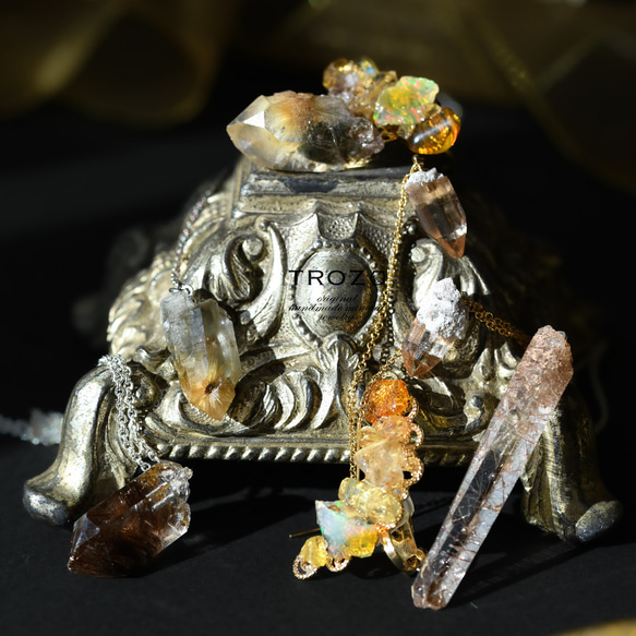 【002 Stay Gold Collection】 ルチルクォーツ 鉱物原石 リング (指輪) 天然石 アクセサリー 8枚目の画像