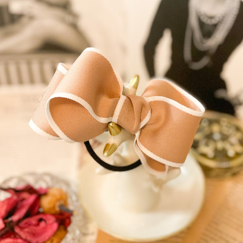 【174】 ハンドメイド　リボン　ヘアゴム パイピングリボン(全4色) ヘアゴム Elie's Handmade Shop 通販