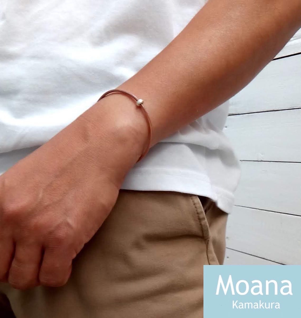 [メンズ]シルバー牛革ブレスレット Natural Brown