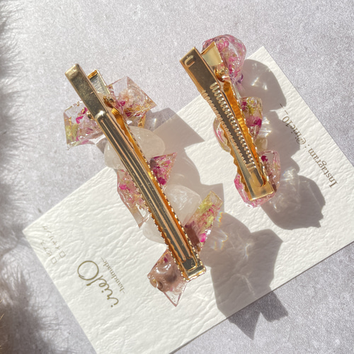 1点限定】 鉱石 レジン ヘアクリップ 2本セット No.6 ヘア