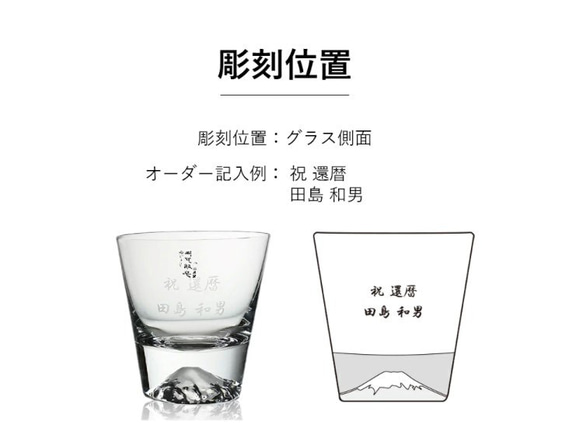 名入れ グラス 田島硝子 富士山グラス タンブラー シングル ロックグラス 記念品 古希 米寿 退職祝い 定年 退職 7枚目の画像