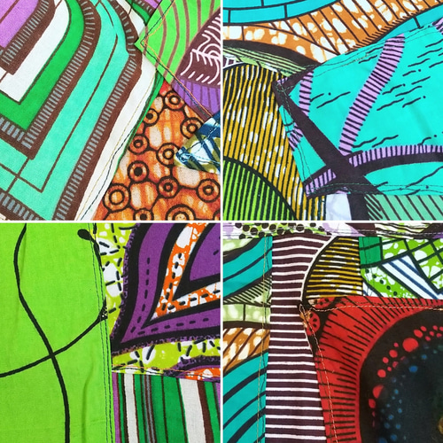 アフリカ布 パッチワーク アシンメトリー タイパンツ【ぱわーっ