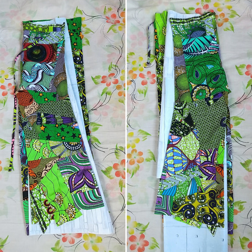 アフリカ布 パッチワーク アシンメトリー タイパンツ【ぱわーっ