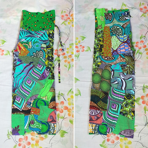 アフリカ布 パッチワーク アシンメトリー タイパンツ【ぱわーっ