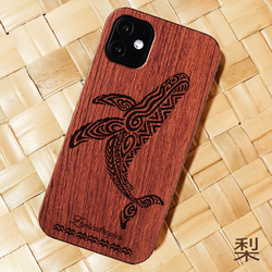 iPhone 【Humpback whale】梨&桜ウッドケース　納期長め　木製　クジラ　ハワイ　小笠原　スマホケース 1枚目の画像