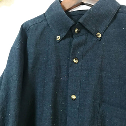 （Hjärta）ネップミックスダンガリー　men's スクエアカットシャツ 長袖 BGB 遠州織物 1枚目の画像