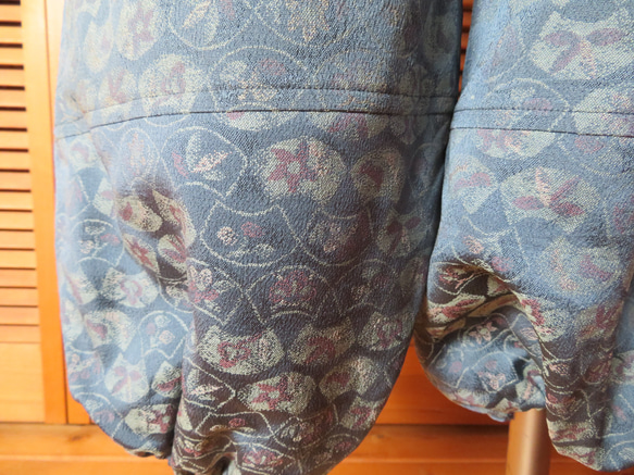 扇模様のもんぺパンツ　総丈９１ｃｍ　着物リメイク 6枚目の画像