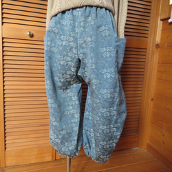 扇模様のもんぺパンツ　総丈８６ｃｍ　着物リメイク 1枚目の画像