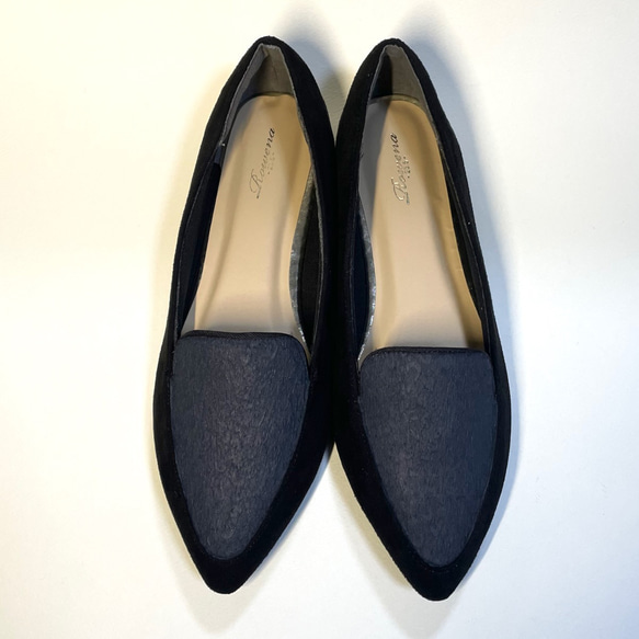 ◆冬季優惠2,000日圓◆「Suede x Harako style」平底鞋（黑豹圖案）2cm鞋跟/23.5cm 第3張的照片