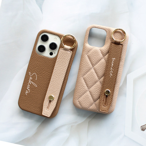 本革　高級　スマホケース　財布　ポシェット　キルティング　新品未使用　匿名 スマホケース スマホカバー iPhone【くすみ レザーハードor
