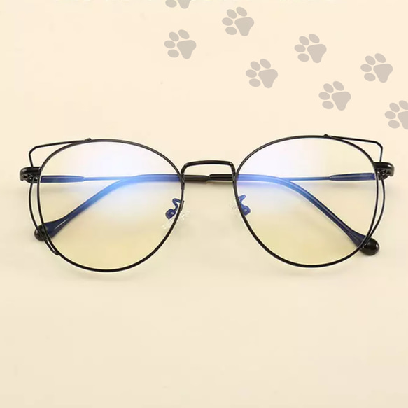 チビ猫ちゃんのラウンド型フレーム｜ブラック｜近視用・乱視用・老眼鏡・だてメガネ・サングラスに 3枚目の画像
