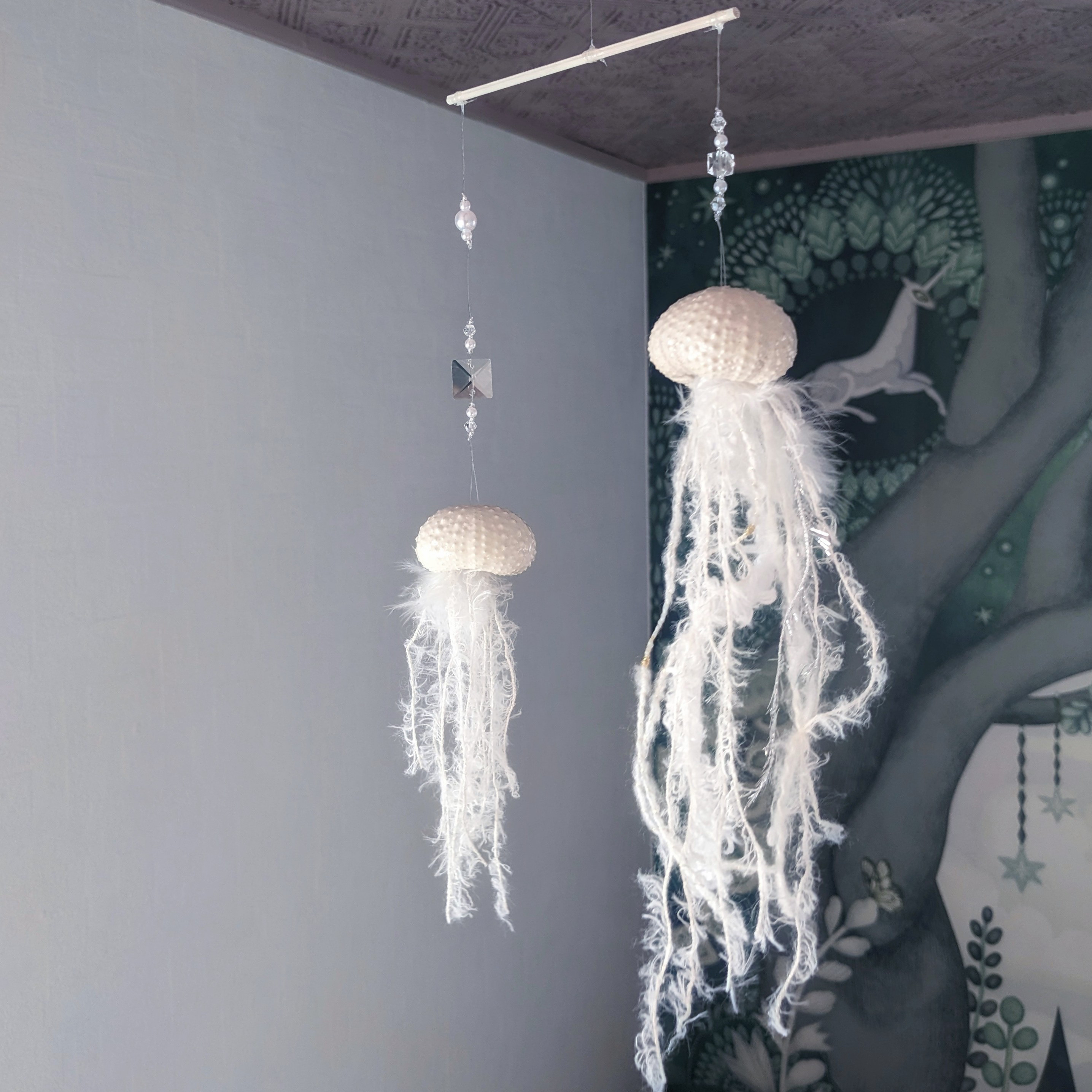 青と白の貝殻モビール　2ケセット 青と白の貝殻モビール 2ケセット