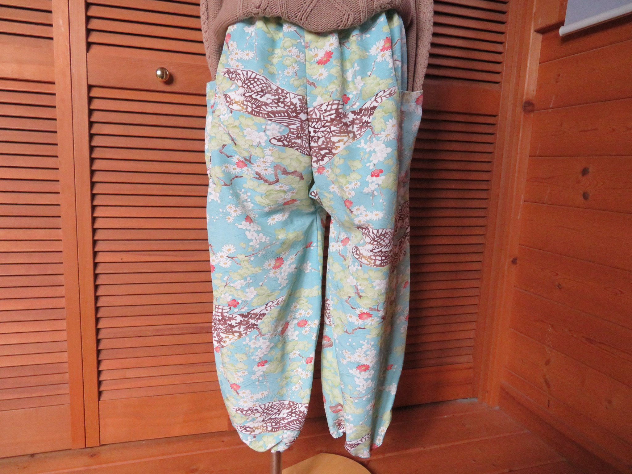 福袋安いいね半額ストア 着物もんぺパンツ【丸】 正絹 ハンドメイド ぷっくりパンツ リメイク パンツ