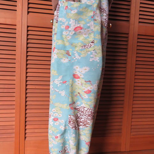 花模様 もんぺパンツ 総丈92cm 着物リメイク ロングパンツ 花模様 もんぺパンツ 総丈92cm 着物リメイク ロングパンツ