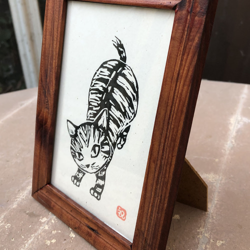 とらねこちゃん かかってこい 木版画 版画 nekoten 通販 とらねこちゃん かかってこい 木版画 版画 nekoten 通販