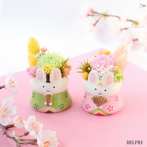 うさぎのお雛様ミニアレンジメント【プリザーブドフラワー】ひな祭り