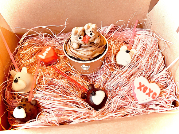 Valentine box / cup and lollipop set box /カップケーキ バレンタイン2023 4枚目の画像