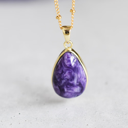 春季新作 [1 item/A] Large charoite cabochon frame surgical stainless 第1張的照片