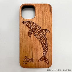 iPhone 【Dolphin】桜ウッドケース　限定機種　木製ケース　イルカ　ドルフィン　スマホケース　ハワイ 2枚目の画像