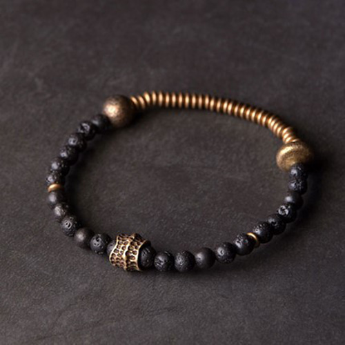 受注制作＞火山岩のブレスレット 真鍮 メンズ B036 ブレスレット Vary  