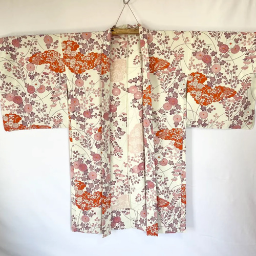 新品 正絹 単衣 女物 長羽織 生成に秋草 着物 haori しば田 通販