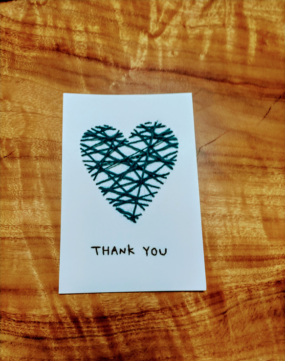 【感謝】紙刺繍メッセージカード(ブルーハート) 1枚目の画像