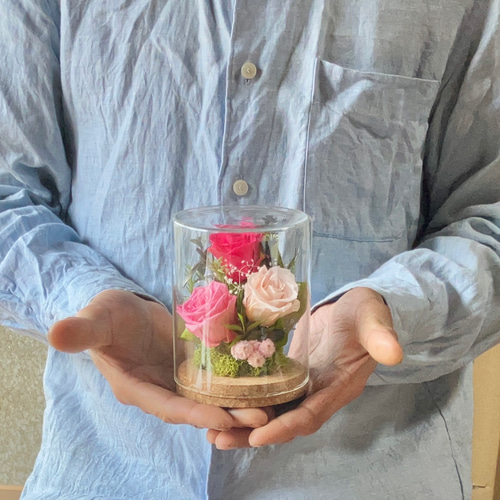 プリザーブドフラワー ガラスドーム アレンジメント 結婚祝い 誕生日