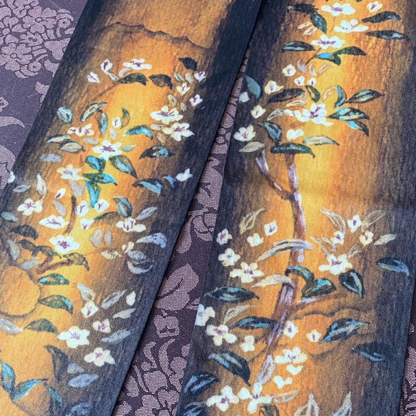 桜　和柄　茶系　痩せ見え　視覚的脚長効果　着物タイツ　タイツ　026000001 静謐なる和花 4枚目の画像