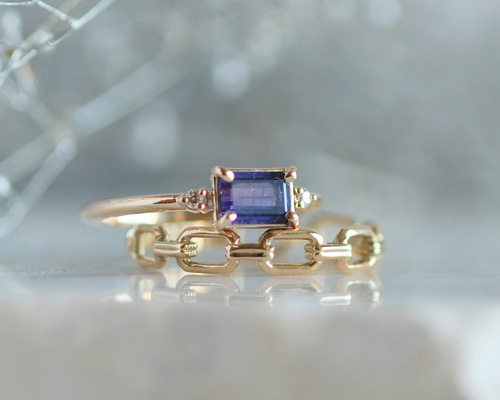 バイカラーサファイア リング / K10YG【1点限り】 指輪・リング ダブル