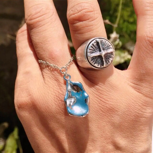 ハンドメイドリング3197 ヴィンテージ 風 ハンドメイド リング シルバー メタル チェーン 変形