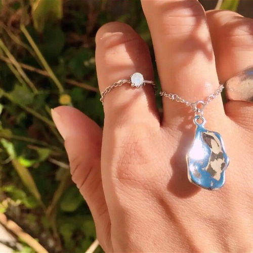 ヴィンテージ 風 ハンドメイド リング シルバー メタル チェーン 変形