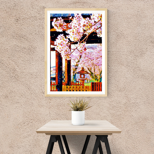 【アートポスター】神社の桜（作品No.467） 2枚目の画像